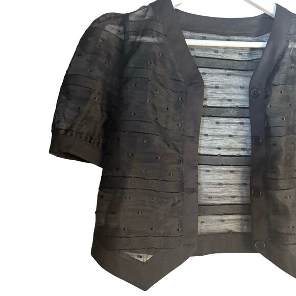 NWOT Sheer Puff-Sleeve Crop Blouse - Picture 3 of 6